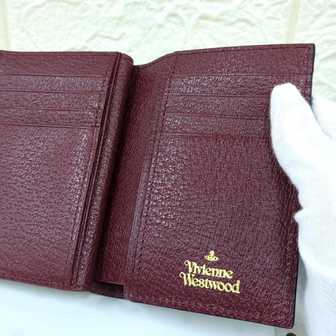 ヴィヴィアンウエストウッド/三つ折り財布/がま口タイプ/ワインレッド系　「美品」