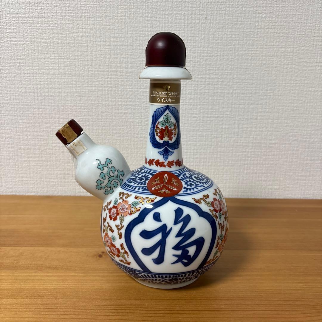 サントリー ウイスキー　有田焼　染錦福寿文乳首徳利瓶 未開栓　訳あり　コルク折れ