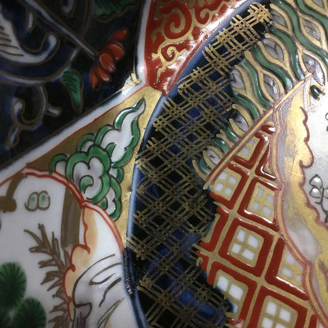 伊万里焼 色絵 草花紋様 八角 七寸深鉢 /骨董/時代物