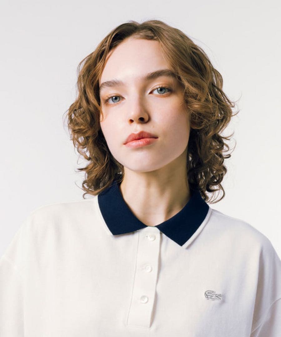 ラコステ　ヘビーウェイト鹿の子　ボクシーシルエットクレリックポロシャツ