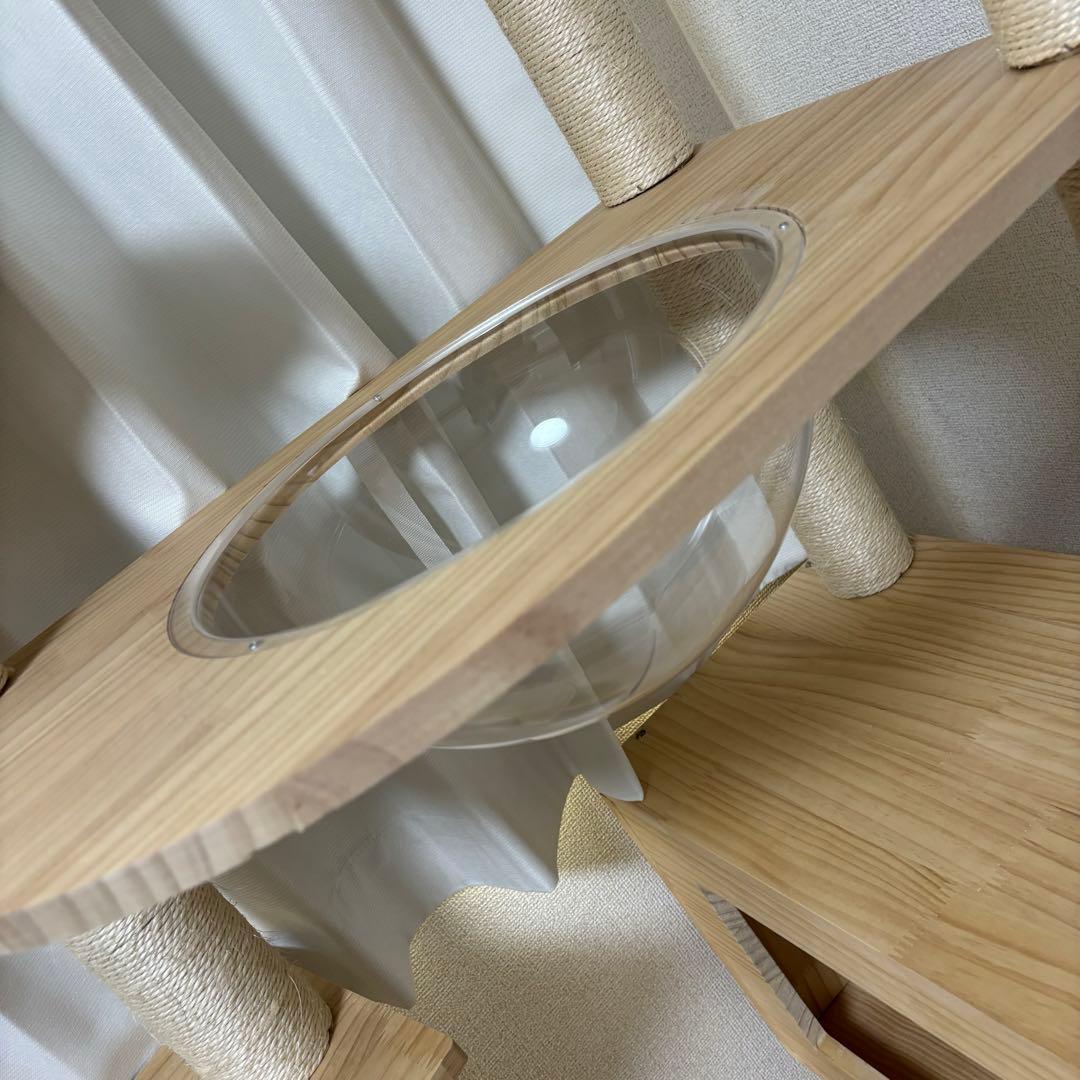 大型 キャットタワー 木製 宇宙船付き 高さ165cm