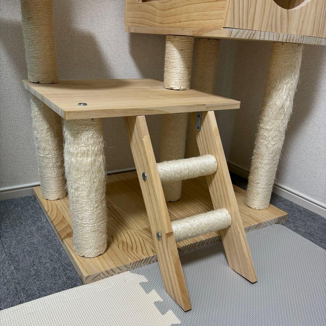 大型 キャットタワー 木製 宇宙船付き 高さ165cm