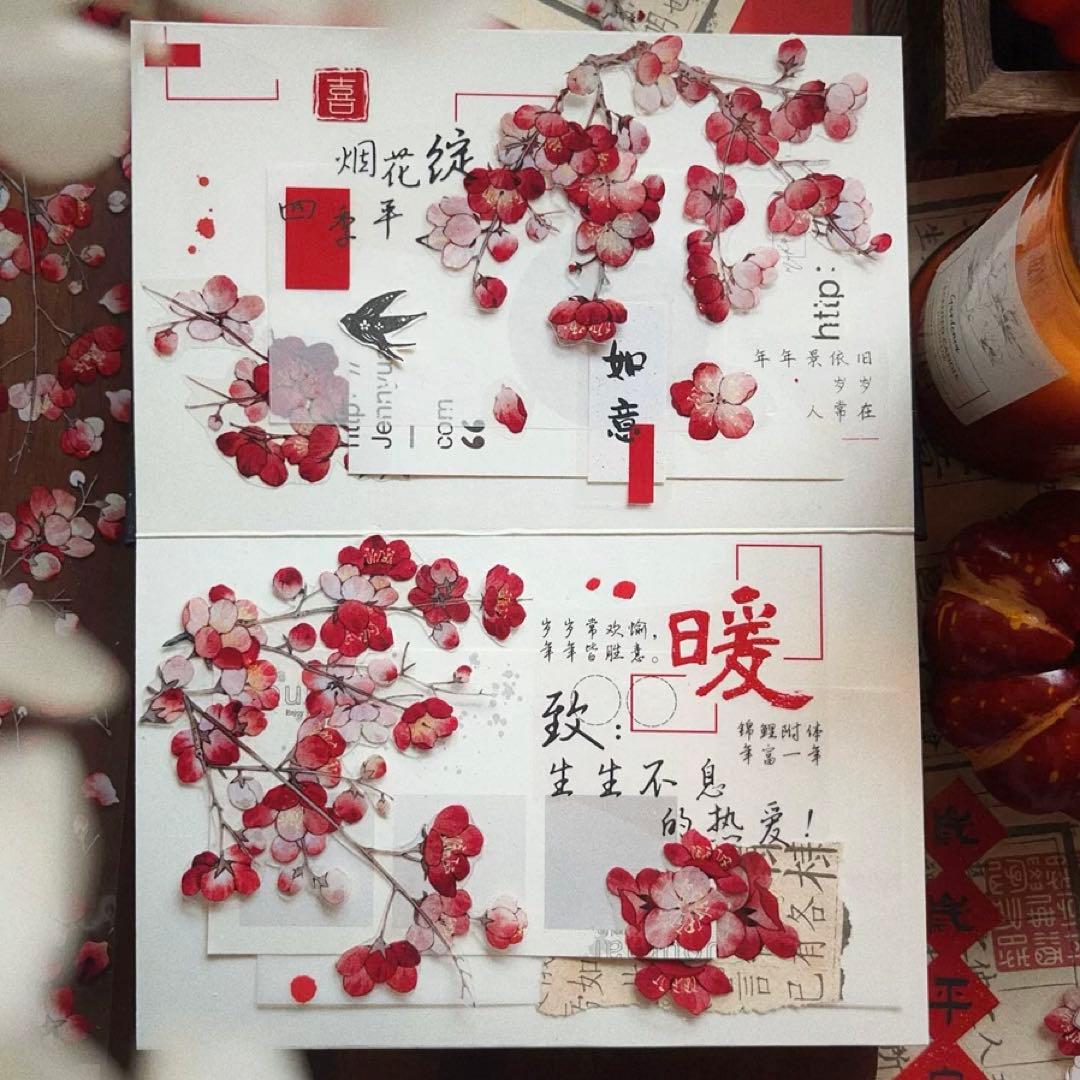 PET 染红梅 7cm×6m 海外マスキングテープ　海外マステ