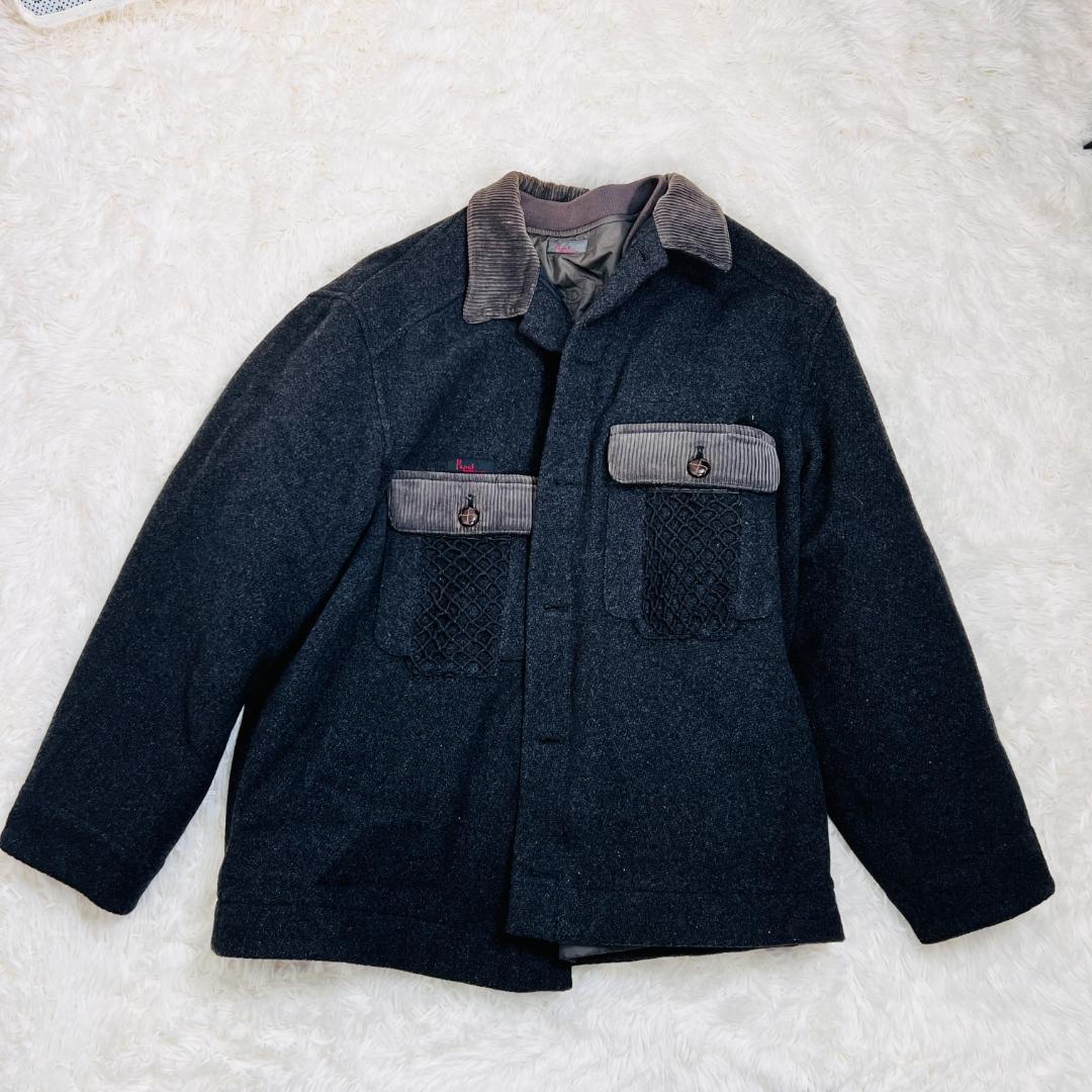 【パパス】ハンティングジャケット 中綿ライナー リバー コーディロイ 異素材 L