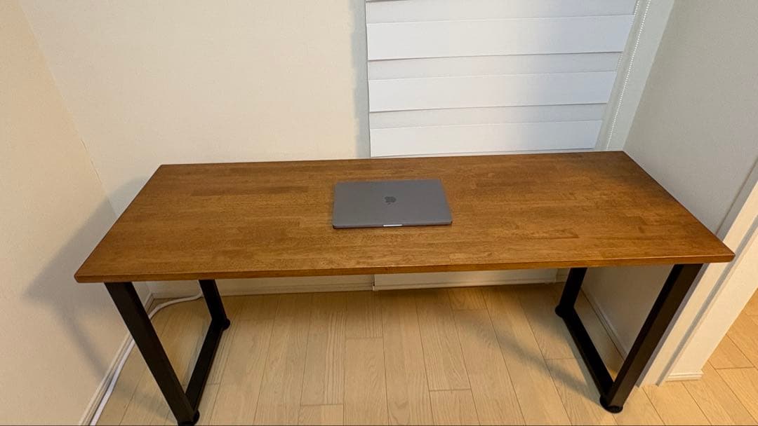kanademon デスク/ラバーウッド ブラウン × Black Steel