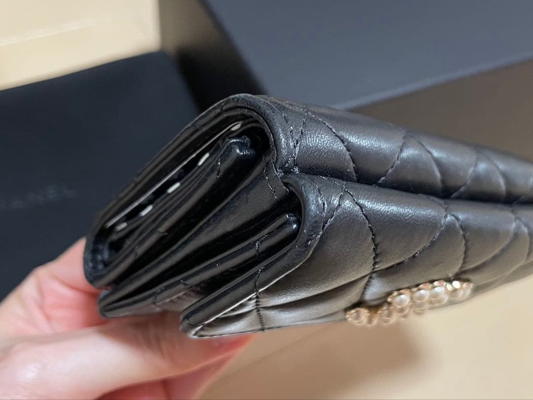 CHANEL ラムスキン スモールフラップウォレット AP3808 ブラック