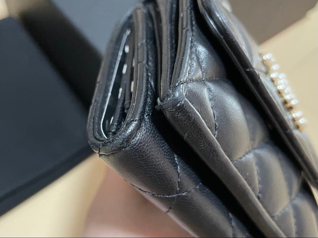 CHANEL ラムスキン スモールフラップウォレット AP3808 ブラック