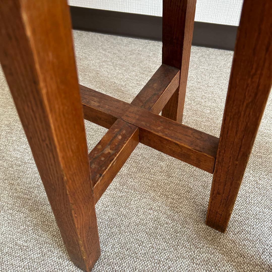 ビンテージ　ブラウン 木製 円形スツール 2個セット　天然木