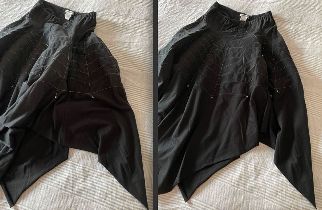 [90s] ISSEY MIYAKE スカート “蜘蛛の巣” ブラックコットン