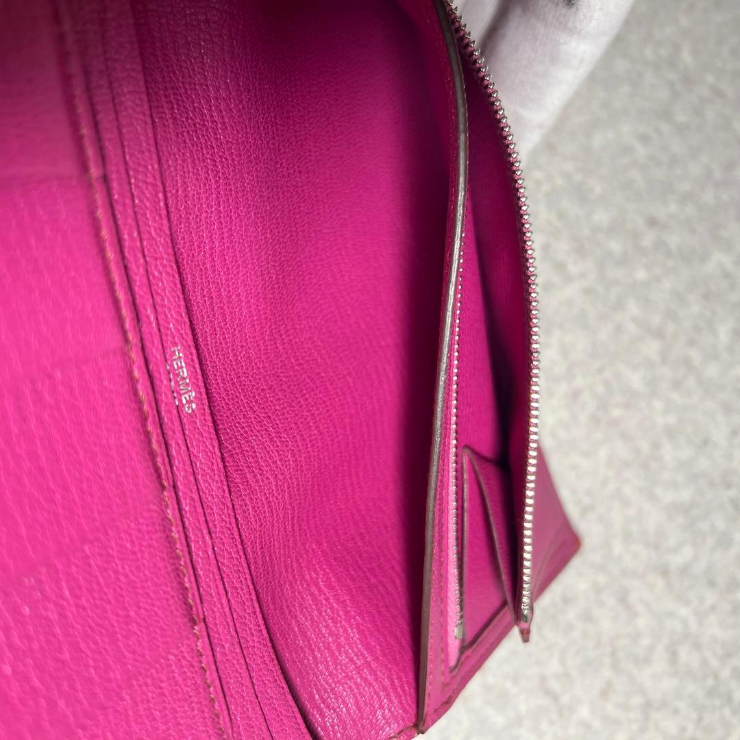 【希少】 HERMES べアンスフレリザード2つ折り長財布シルバー金具ブラック