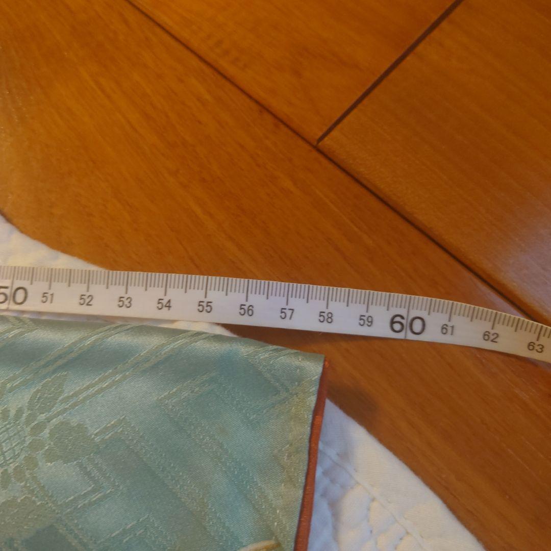 青緑色 花柄 振袖 絹製