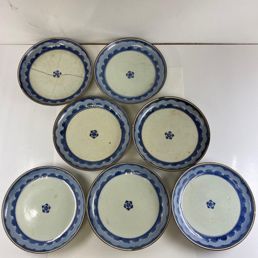 古伊万里　七寸皿19点　木箱付　東Y7-0220①タエチ