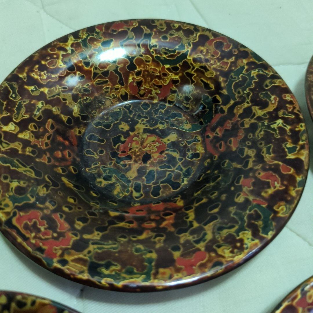 蔵出し　美品　津軽塗　茶托　５枚セット　12.5ｃｍ