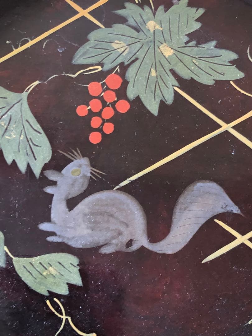 葡萄栗鼠　浄法寺塗　会津塗　木皿　銘々皿　古民藝