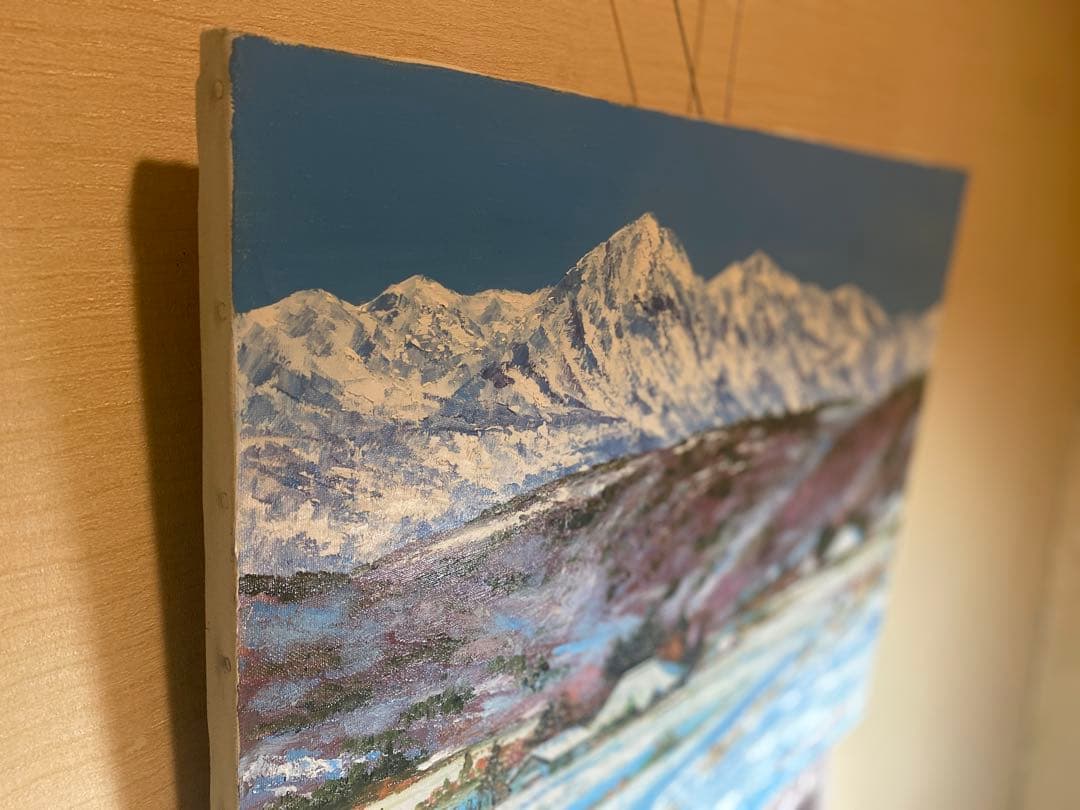 油彩画 長野 戸隠雪化粧 小林幸三 F12