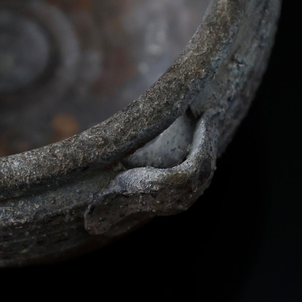 平安〜鎌倉期 須恵器 耳付 小鍋 中世古陶／火色／煮炊き土器／考古資料