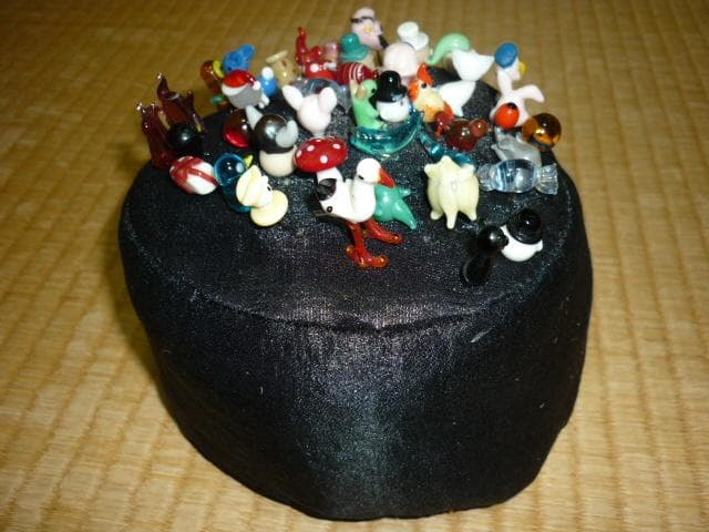 希少美品1950年代スウェーデン製◆ガラス細工 キャラクター他付 まち針 43本