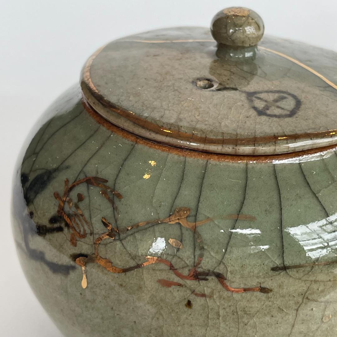 希少 骨董 時代物 大堀 相馬焼 急須 湯のみ 湯呑 湯飲 5客揃 金彩 美品