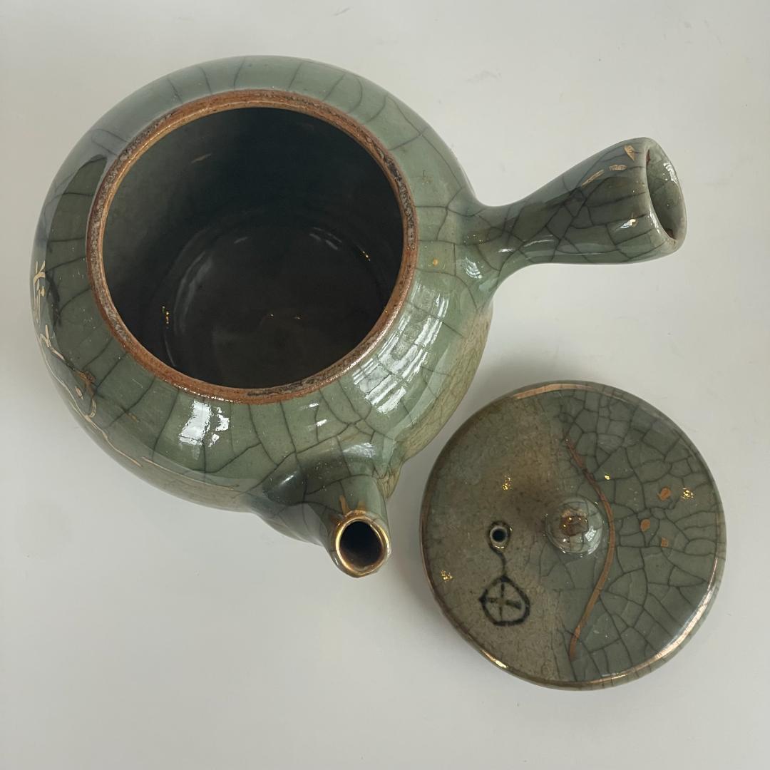 希少 骨董 時代物 大堀 相馬焼 急須 湯のみ 湯呑 湯飲 5客揃 金彩 美品