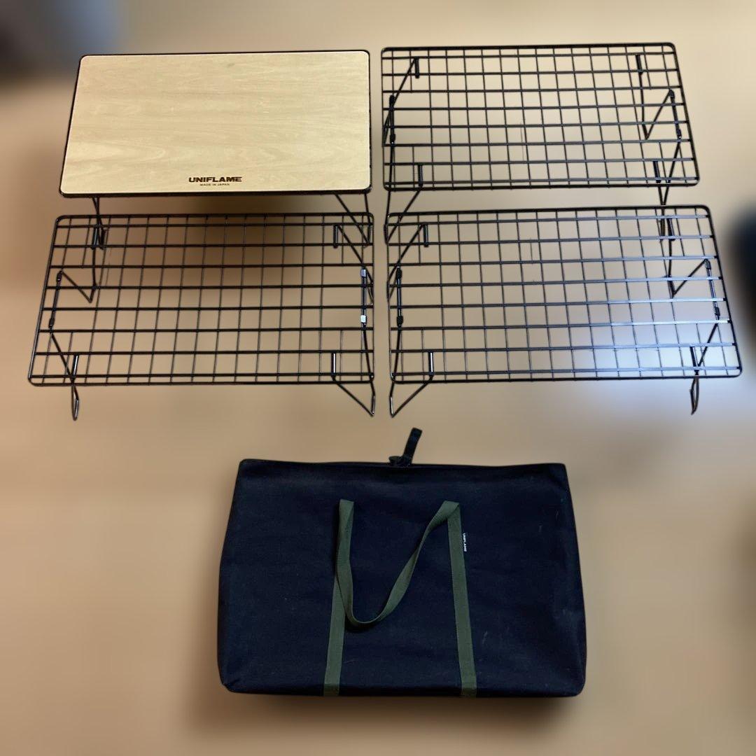 UNIFLAME フィールドラック4台&ウッド天板&収納トートセット