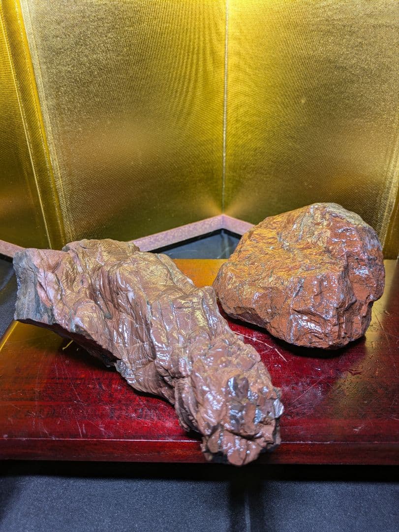 赤石 原石2個セット 計約1.56kg 天然石 未加工 鑑賞用 水石 自然石
