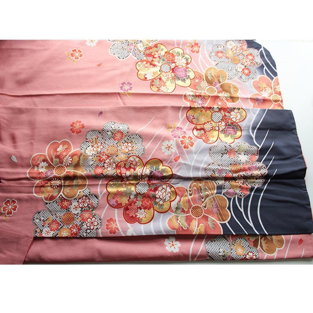 成人式振袖4点セット＋オマケピンク桃色振袖帯揚げ帯締め重ね衿PM27