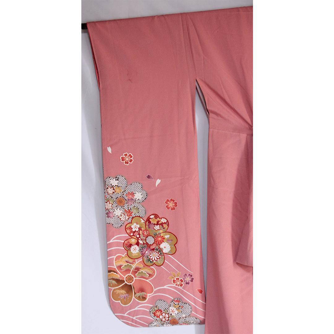 成人式振袖4点セット＋オマケピンク桃色振袖帯揚げ帯締め重ね衿PM27