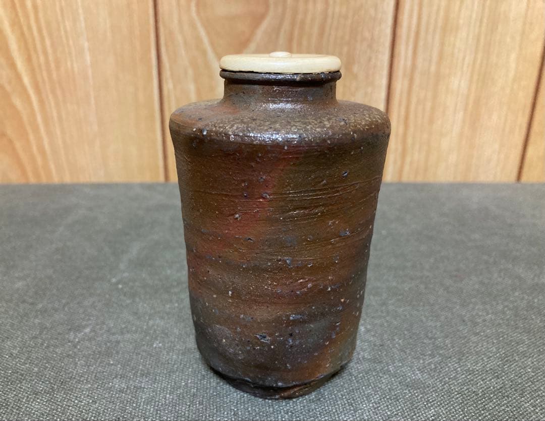 木村長十郎 友敬作 備前肩衝茶入 茶道具 (検索 古備前