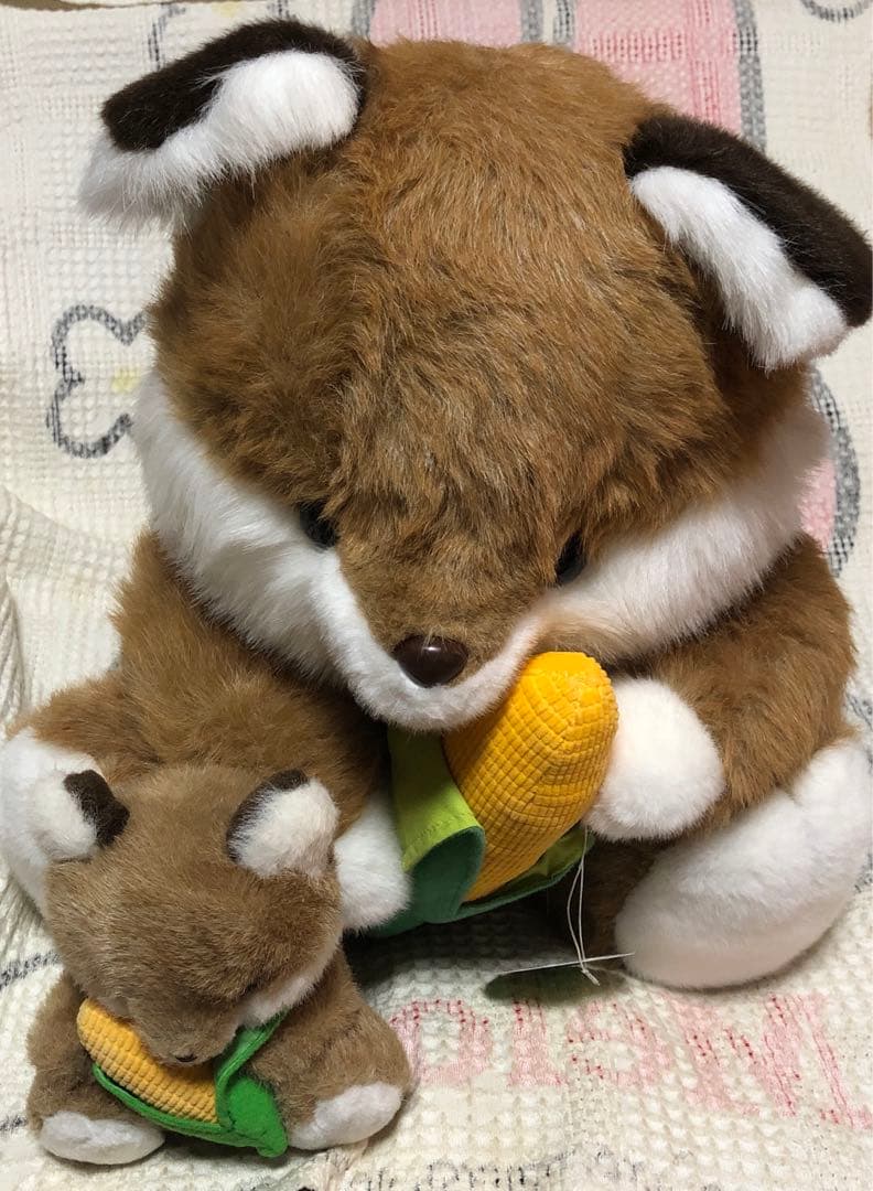 OIKE オオイケ　野菜物語　コーンキツネ　特大＆小　ぬいぐるみセット　中古品