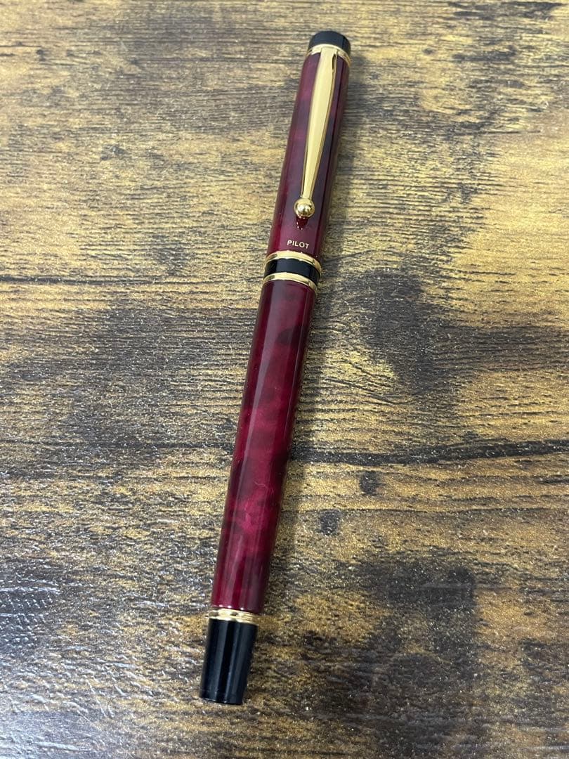 試筆のみ　1996年製　初期型　グランセ　ルビーレッド　マーブル　万年筆 細字