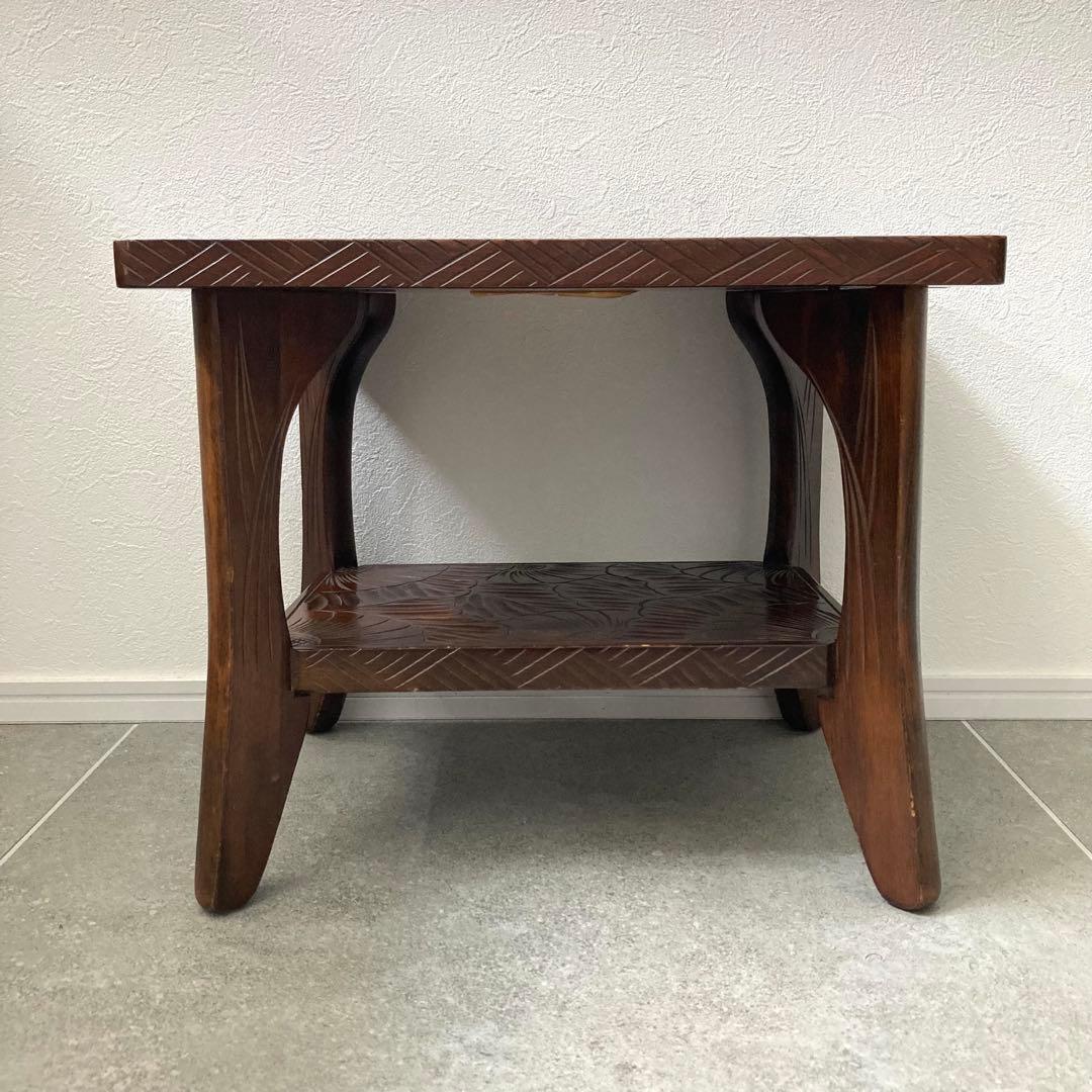 伝統工芸 日光彫り サイドテーブル 花台 飾り台 和家具 軽井沢彫 ヴィンテージ