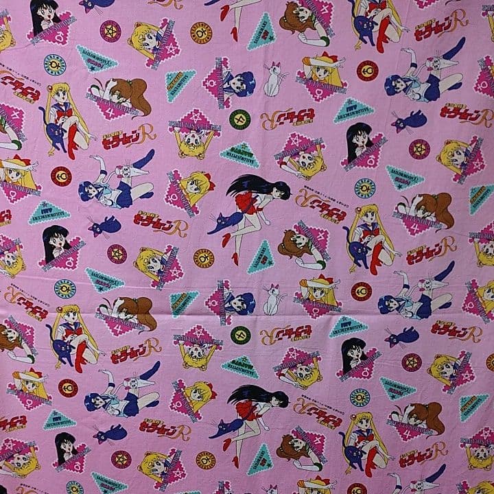 セーラームーン 生地 約260cm×約90cm 布 はぎれ ピンク 当時物