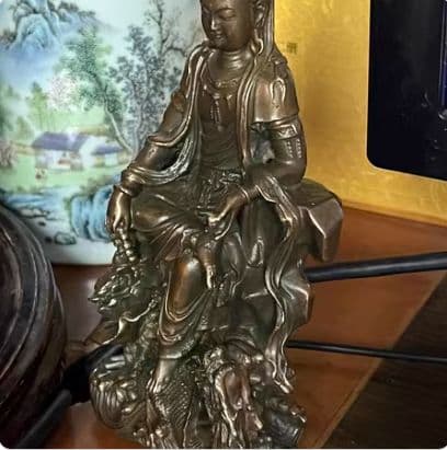 仏教美術 中国 仏像 自在観音 坐龍仏珠観音 銅製 銅器