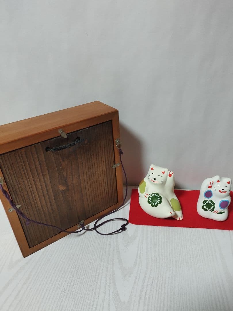 工房輪葉葉 招き猫 3体セット 壁掛猫 くるり猫 クローバー猫