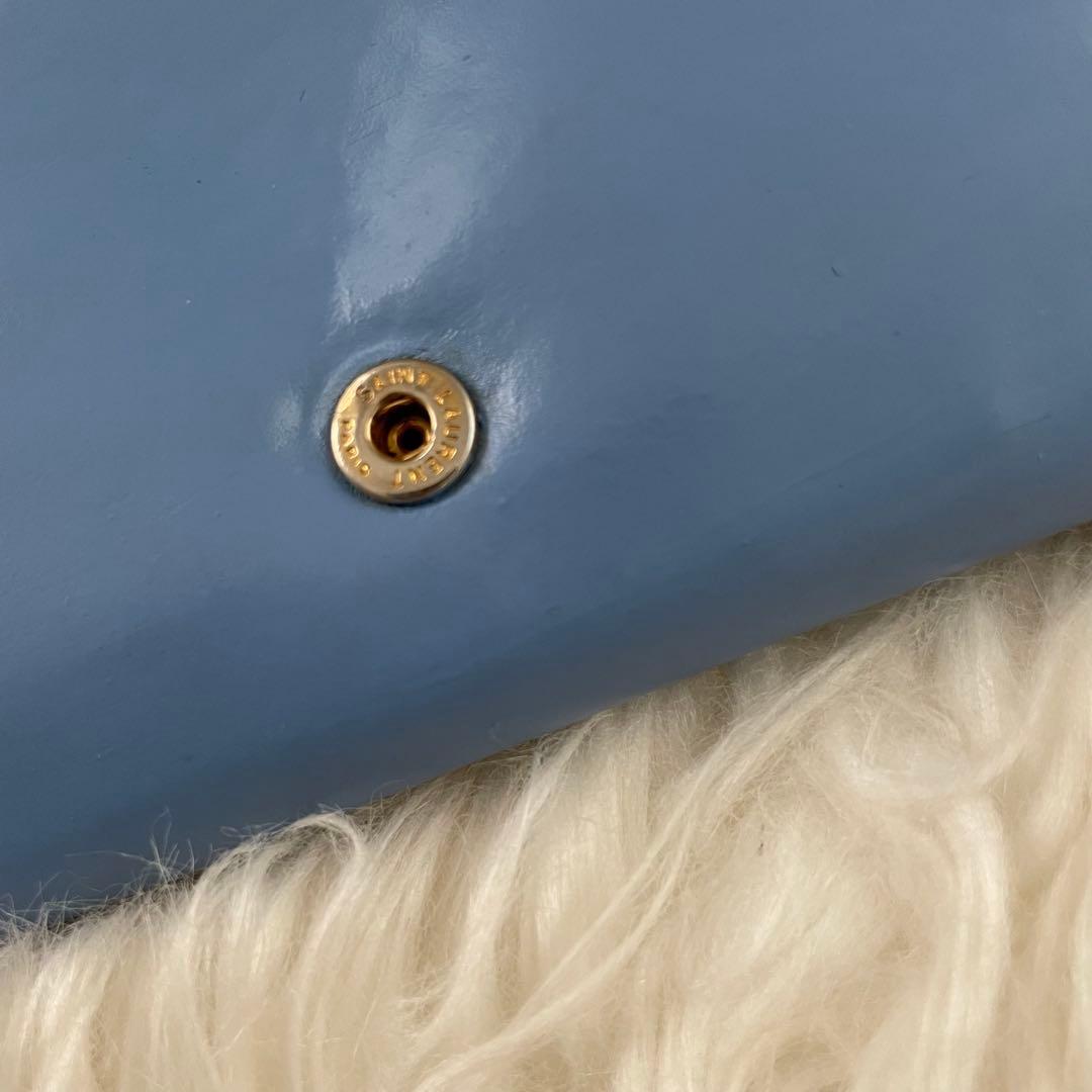 イブサンローラン YSL 二つ折り 財布 ブルー 青 ゴールド