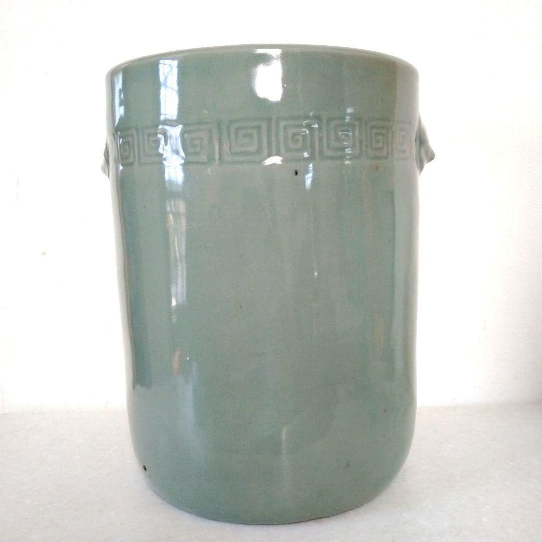 江戸後期 鍋島焼 青磁 獣面 手あぶり 火鉢 19世紀頃 磁器 古美術 骨董