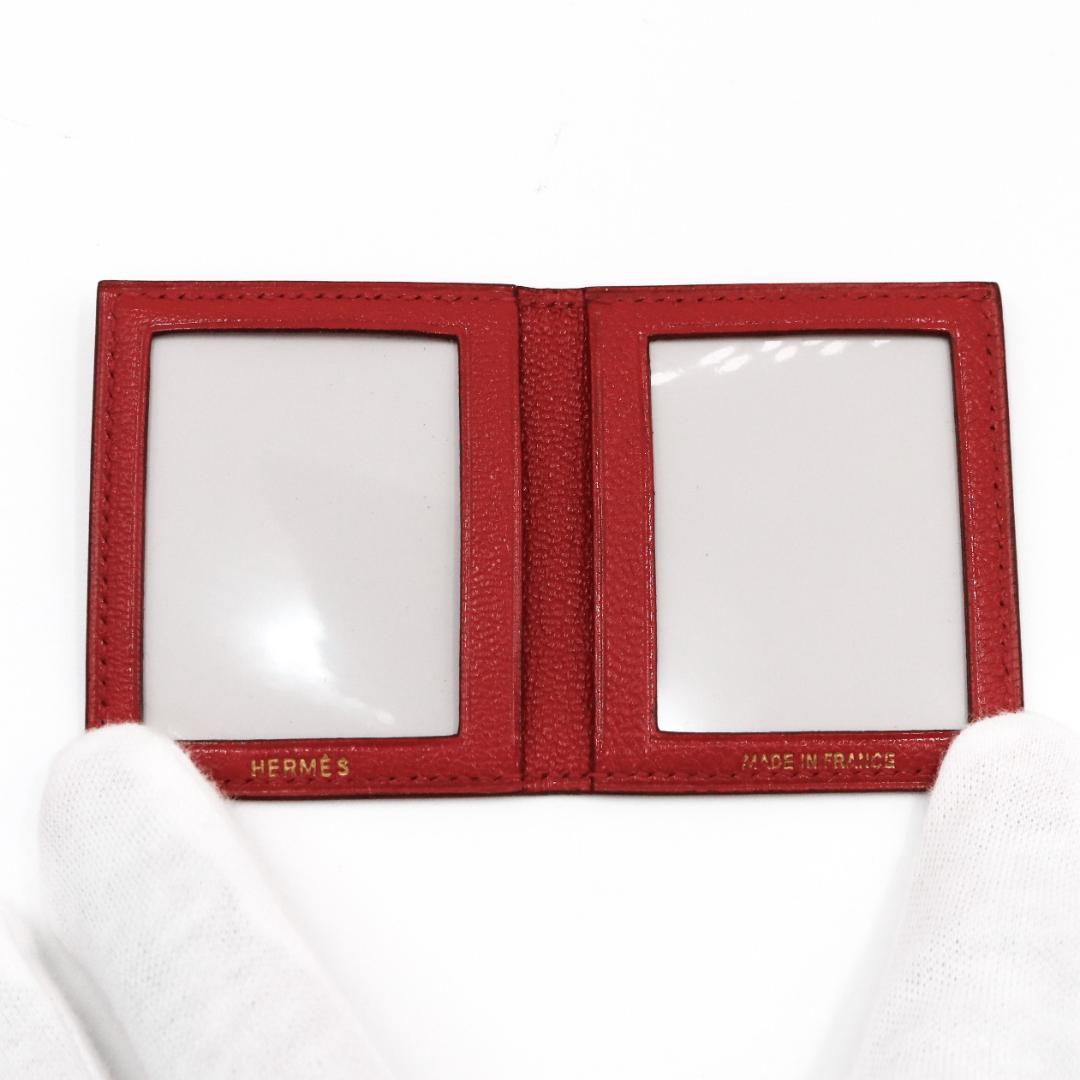 HERMÈS ミニフォトケース トランプ レッド 高さ64mm