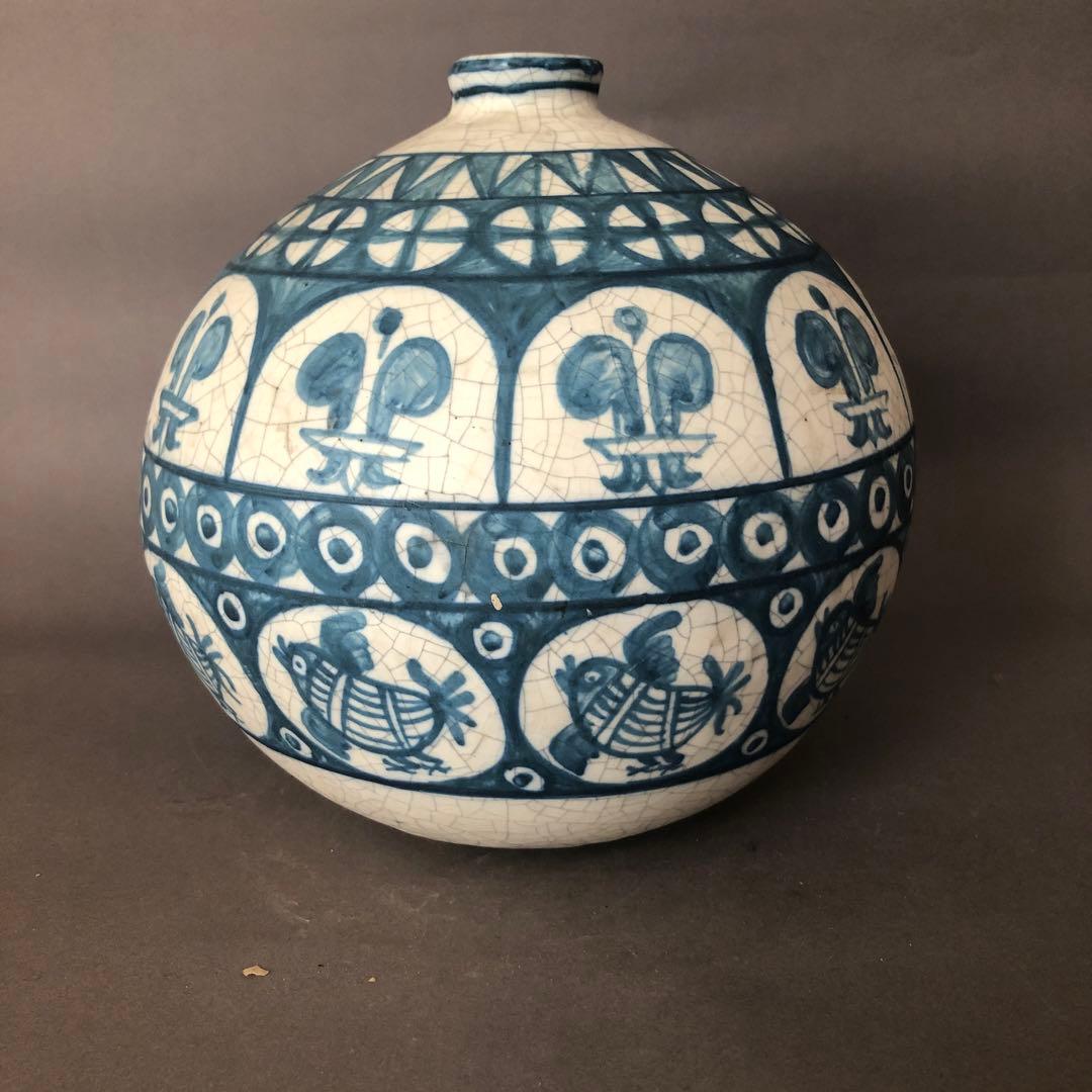 スペイン陶器　バレンシア・ベンリョック　手書きの壺