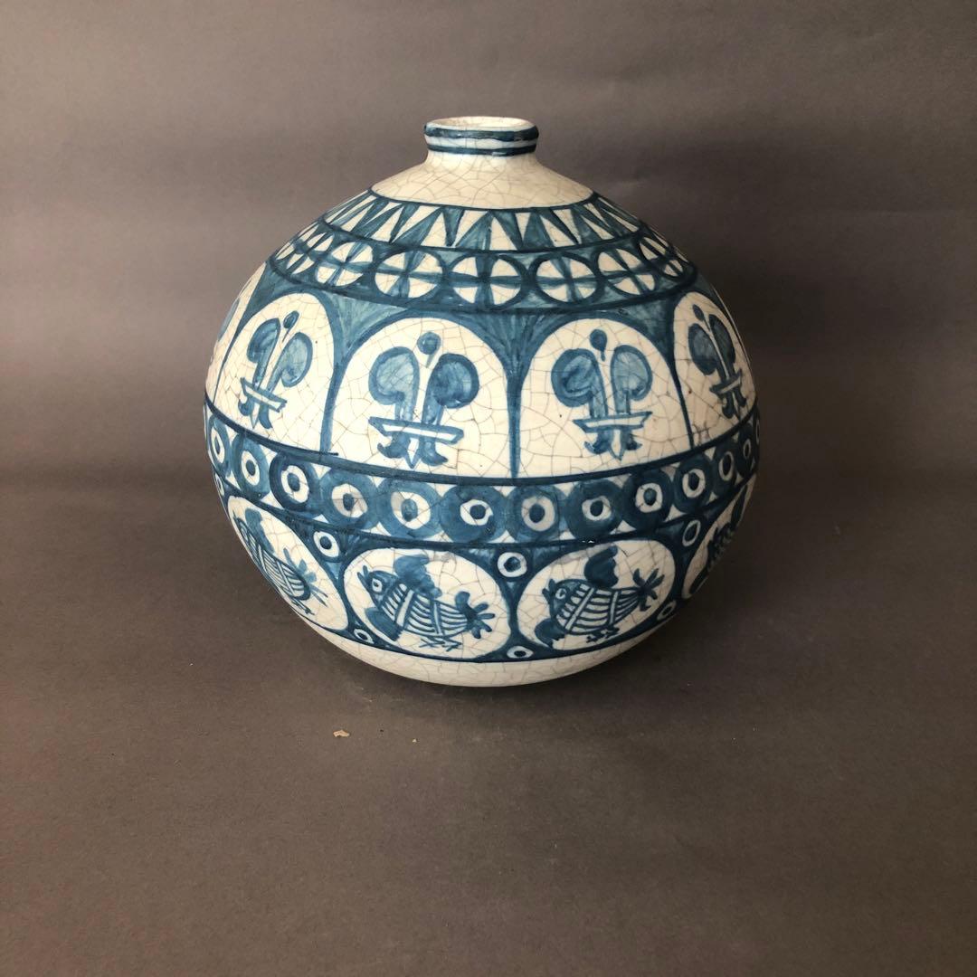 スペイン陶器　バレンシア・ベンリョック　手書きの壺