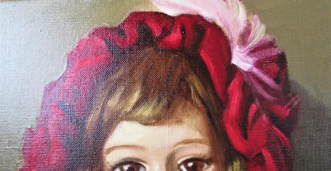 山岸正巳「西洋人形」油彩 F3号 作  人気画家　師:安井曽太郎 　道庁他収蔵