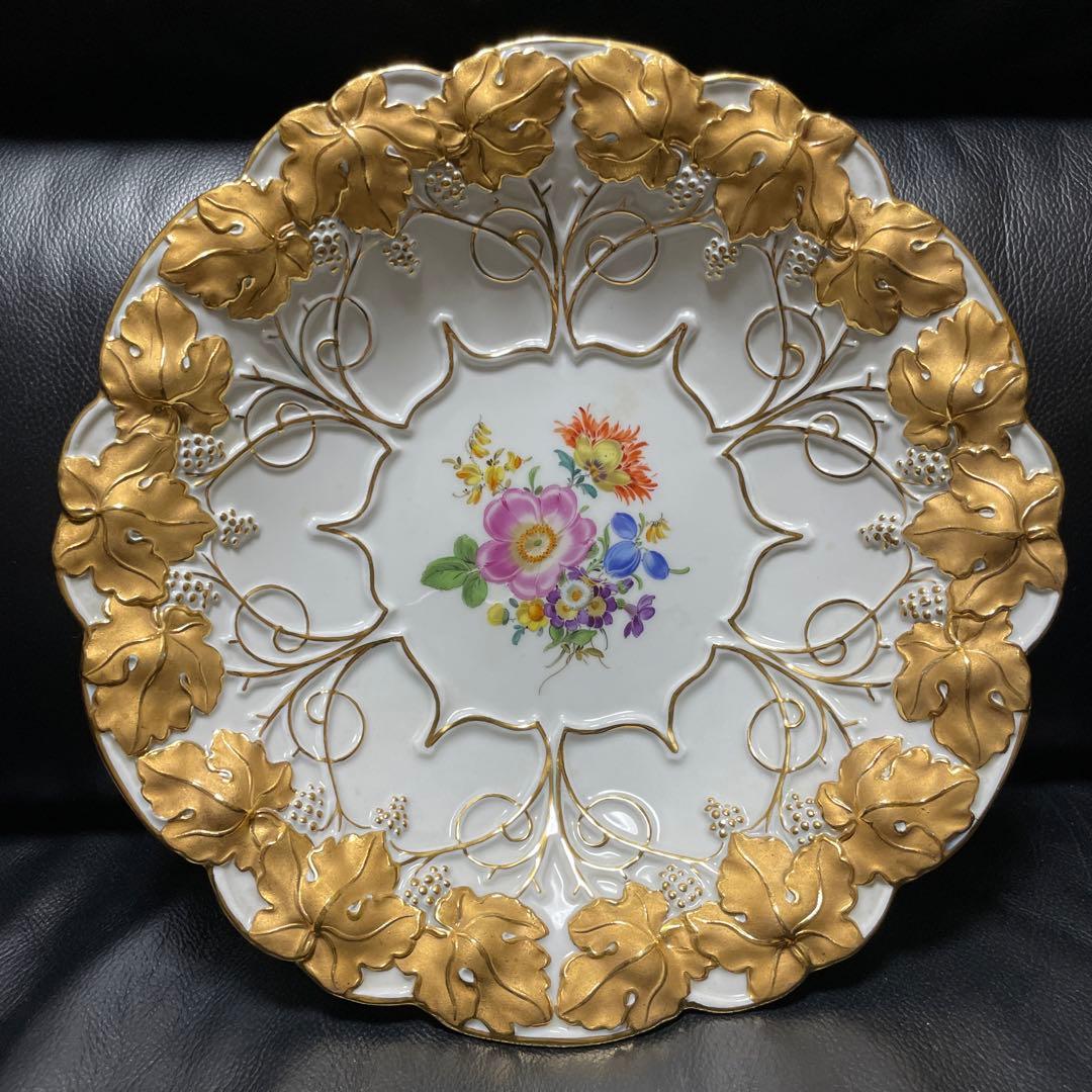 豪華名品　マイセンプレート(飾り皿) 約27cm希少価値が高い開花デザイン