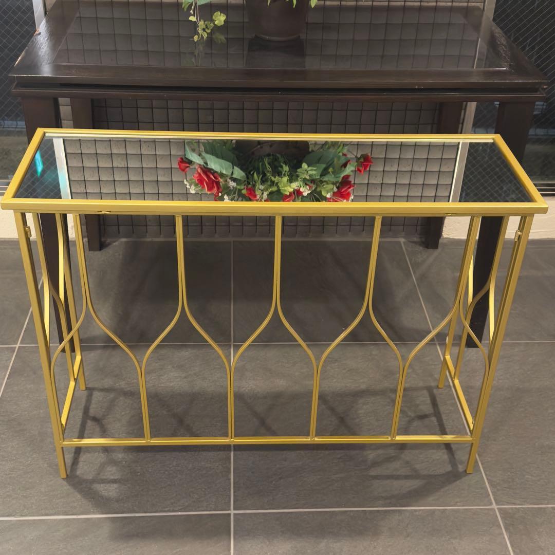 メ*リ様 コンソールテーブル　ゴールド　金　& ミラー作業台