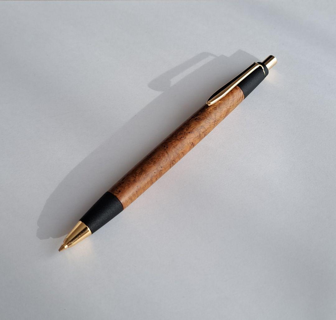 野原工芸 旧型 チーク瘤 固定式口金付きシャーペン ゴールド金具 廃番 廃盤