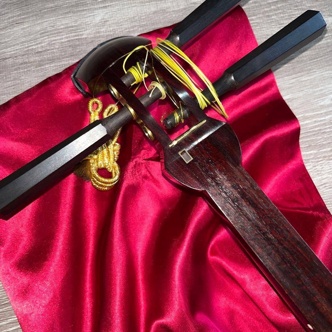 大阪唐木伝統工芸品　紅木　三味線　ケースつき