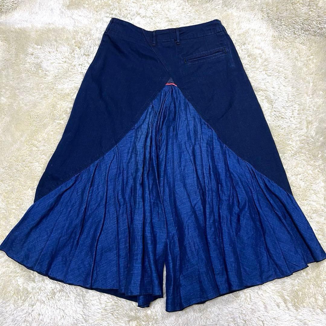 KAPITAL キャピタル ガウチョパンツ デニム リネン 切り替え フレア