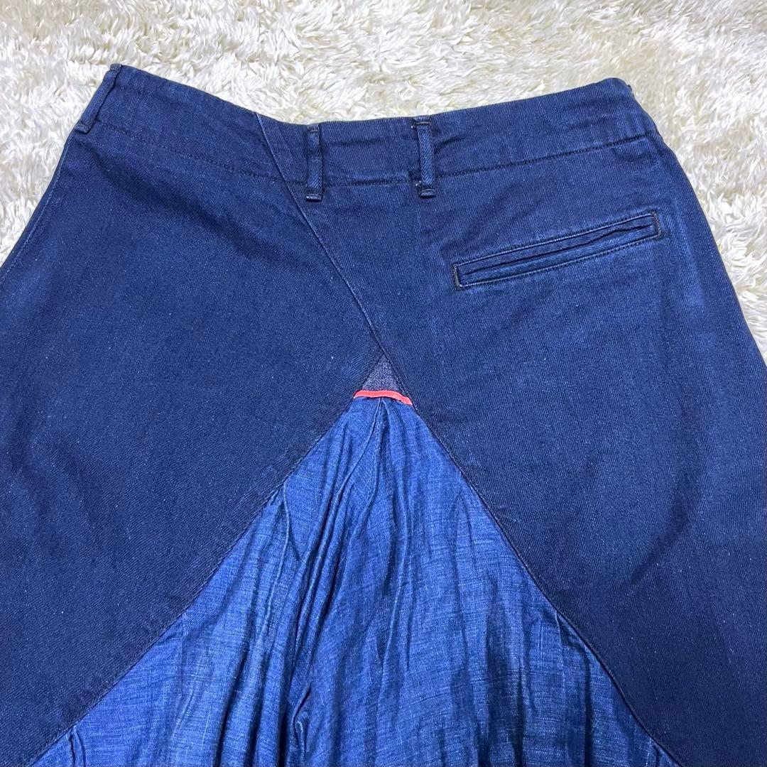 KAPITAL キャピタル ガウチョパンツ デニム リネン 切り替え フレア