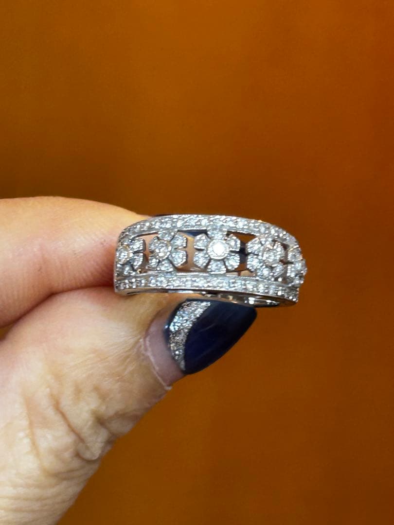 花モチーフ K18 750リング D0.433