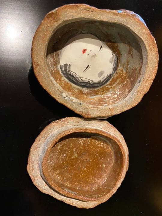 茶道具　鬼と福の香合　k