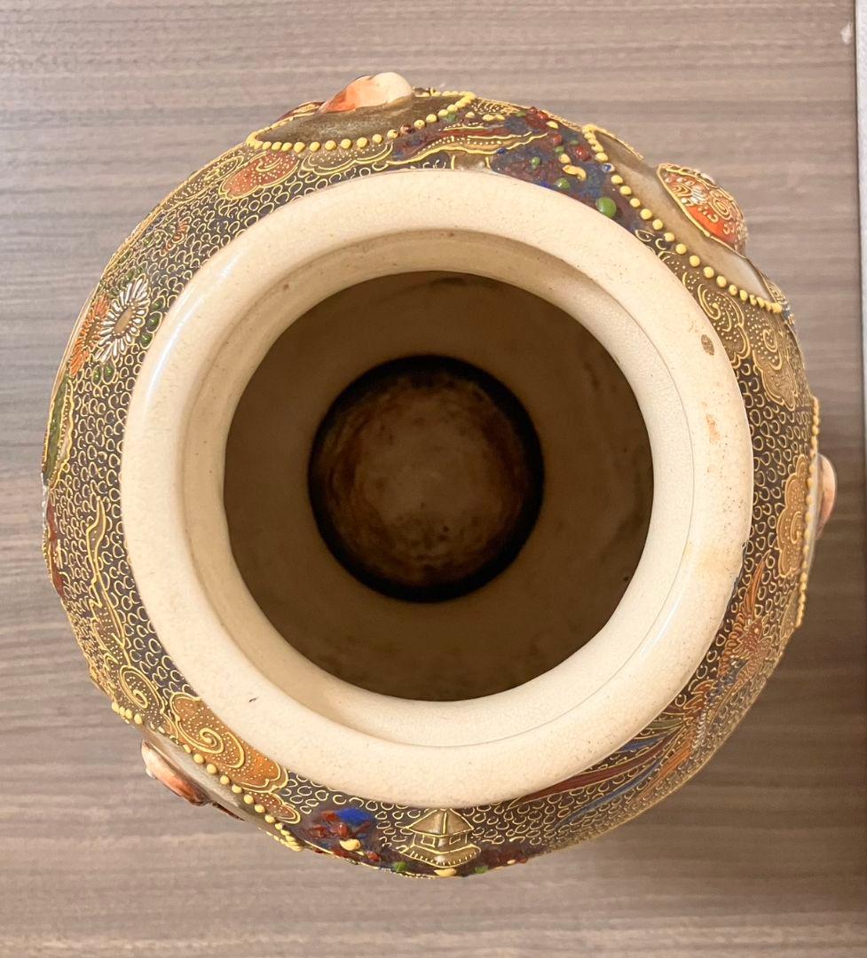 薩摩焼 金襴手 羅漢・観音図 大型壺 アンティーク美術品