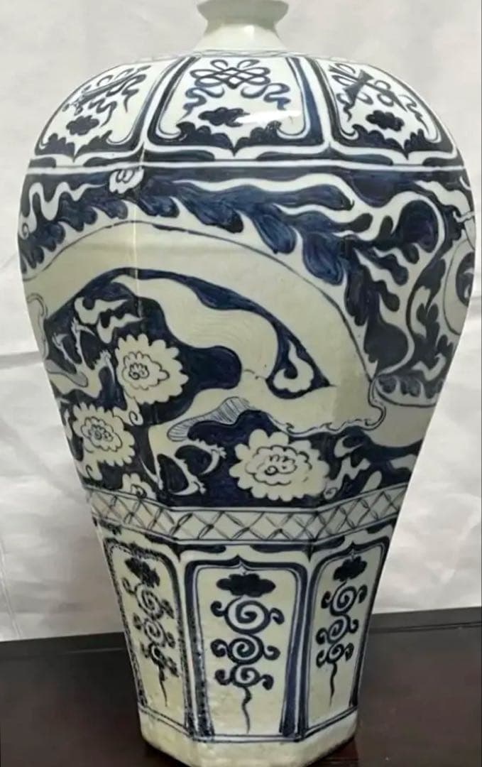 中国 骨董品 元青花 染付 竜紋大壺　古玩 陶芸古美術
